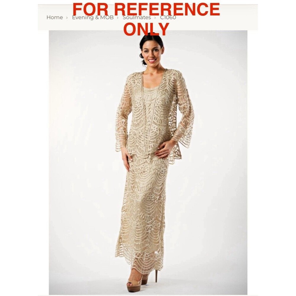 Hand Embroidered 3 Piece SOULMATES 100% Silk Lace & Beaded Dress Set, Size 3X.